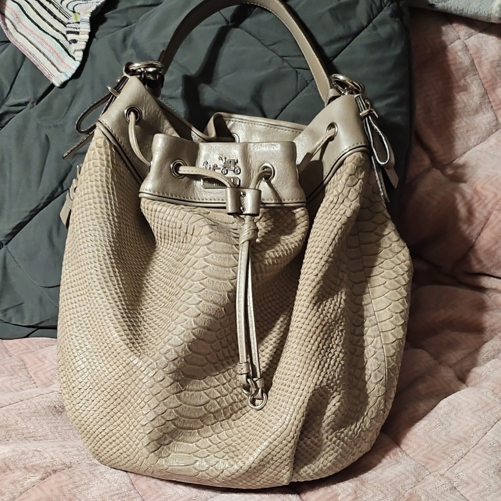 Coach Cream Textured Shoulder Bag